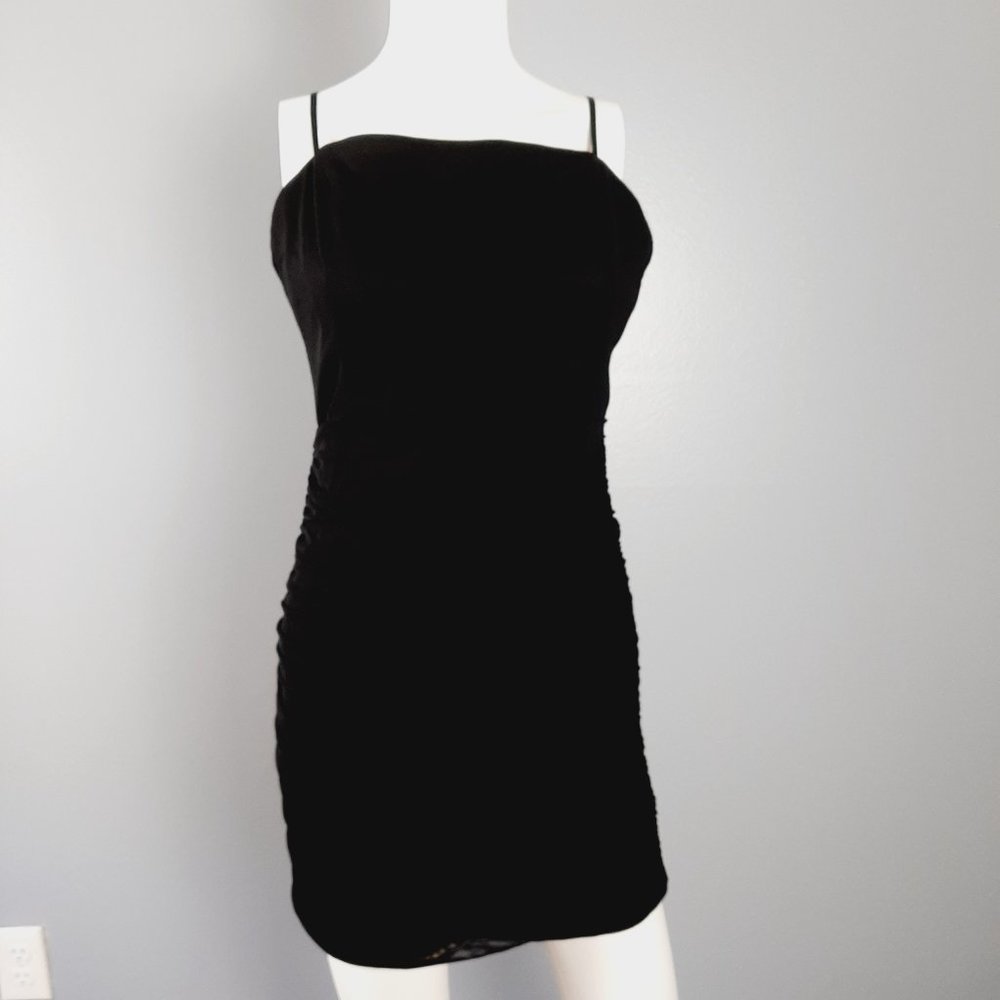 Crystal Doll Womens Minidress Size 13 Juniors Black Ruched Bodycon Adjustable